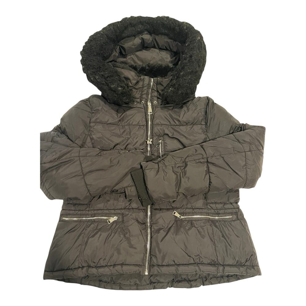 Zara trf Collection Puffer Jacket Detachable Hoodie Black Woman’s XL